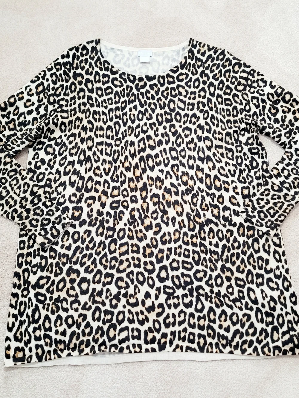 Chico’s Leopard Print Tunic Top Size Medium Animal Print Long Sleeve Stretch - Picture 11 of 11